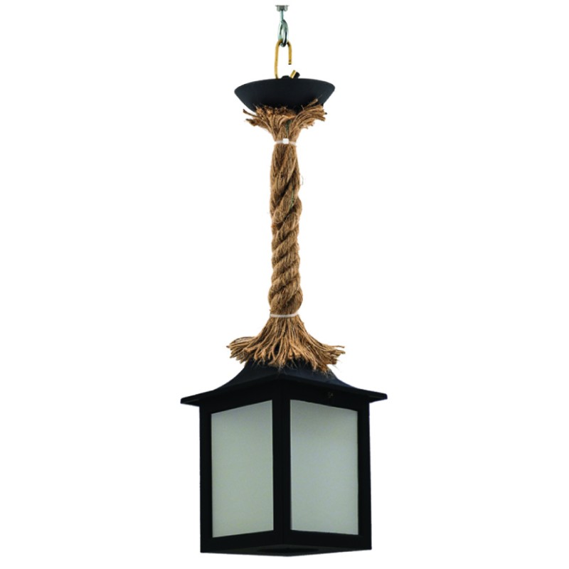 LIDO Φωτιστικό Πλαστικό Εξωτερικού Χώρου Κρεμαστό 1467 Με Καλώδιο-Σχοινί Μαύρο Κωδικός:134054