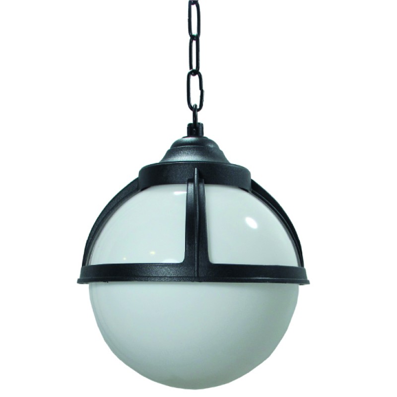 LIDO Φωτιστικό Πλαστικό Εξωτερικού Χώρου Κρεμαστό 1964 Με Καλώδιο-Σχοινί Μαύρο Mε Μπάλα Φ20 Λευκή  Κωδικός:130973